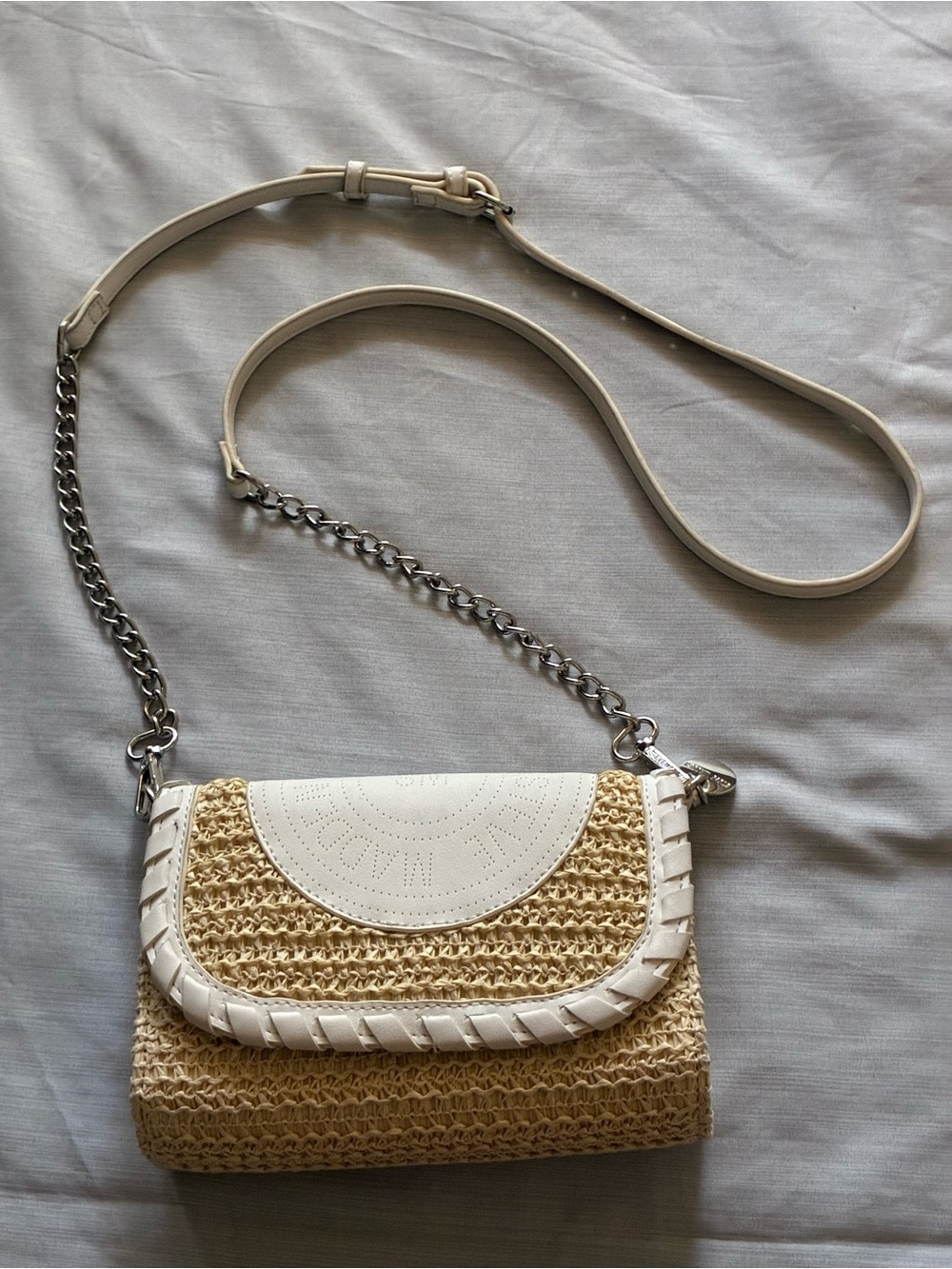 Steve Madden Cream & Natural Woven Crossbody Bag
